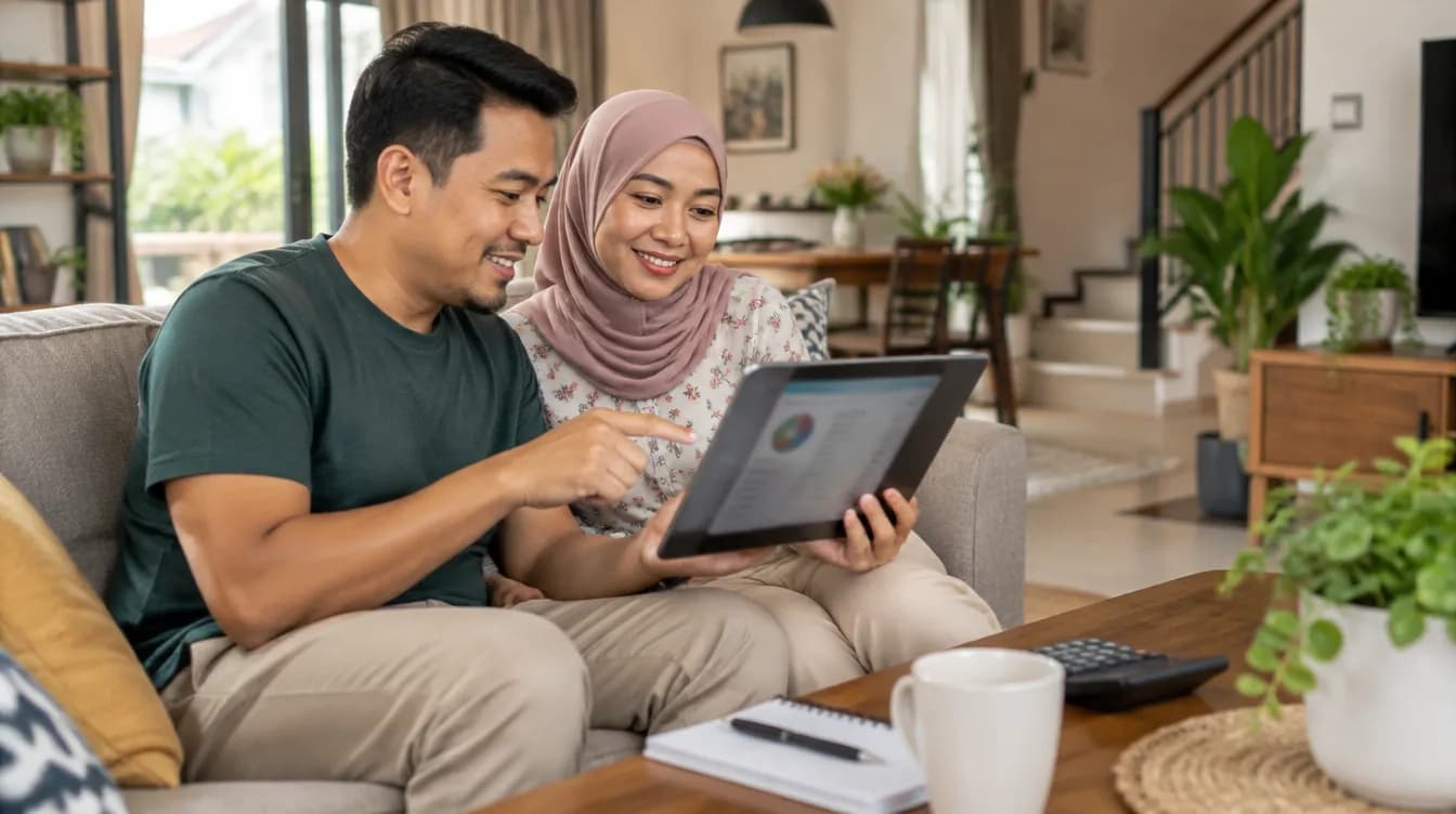 Pasangan merancang bajet keluarga bersama