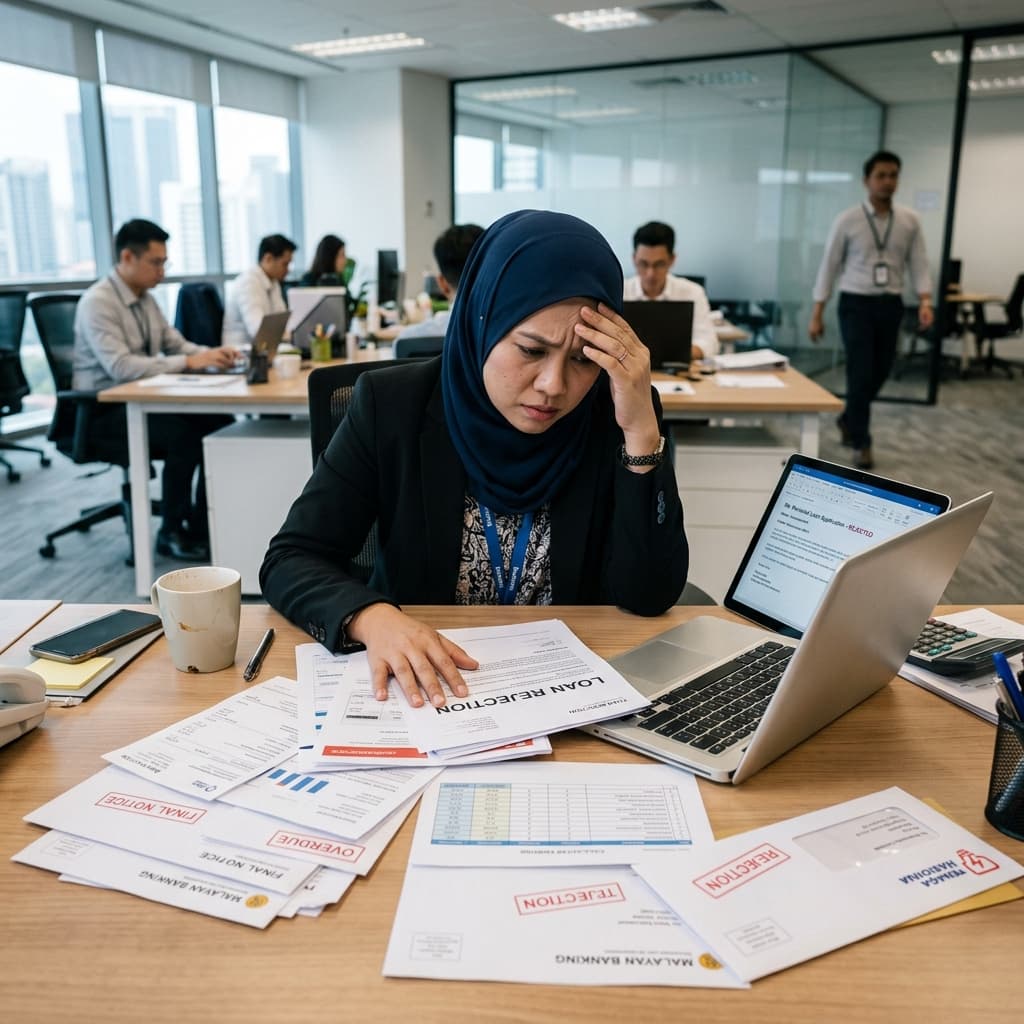 Stressed person looking at bills